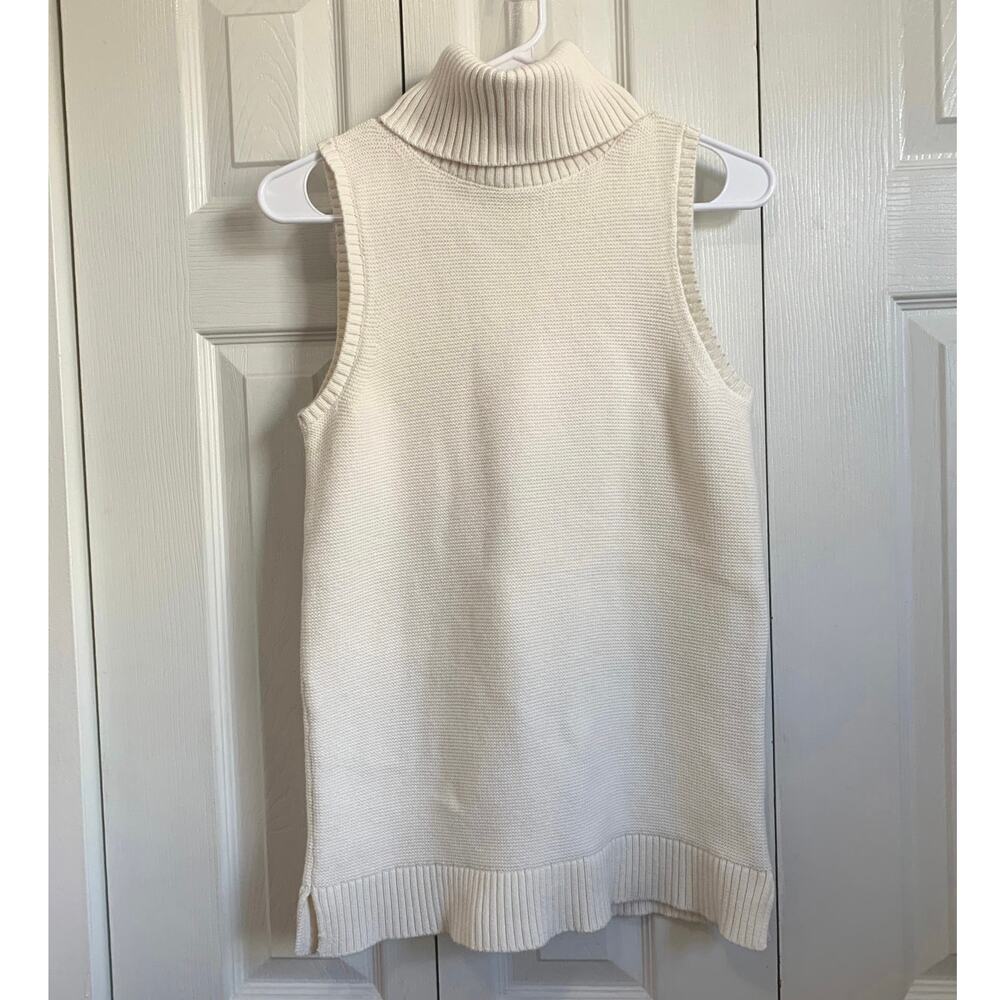 J. Crew Cotton Cream Sleeveless Turtleneck Sweater - Picture 2 of 8